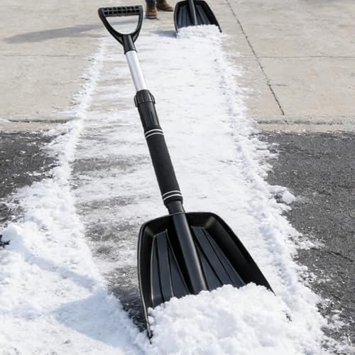 Snow Shovel for Driveway & Home Garage, 34 Inch Folding Snow Removal Shovel with Ergonomic D-Grip Handle, Portable Snows Pusher Shovels for Garden, Home Sidewalk, Snowmobiles, Camping and Emergencys