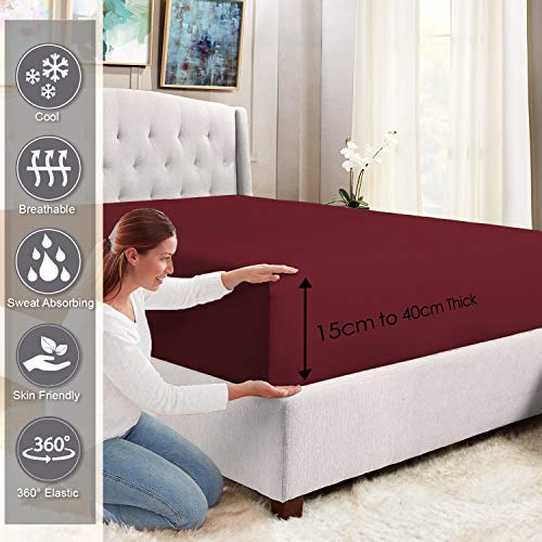 Pizuna 100% Cotton Small Single Fitted Sheet Rio Red, 400 Thread Count Long Staple Cotton Small Single Fitted Sheet 80x200 cm - Image 2