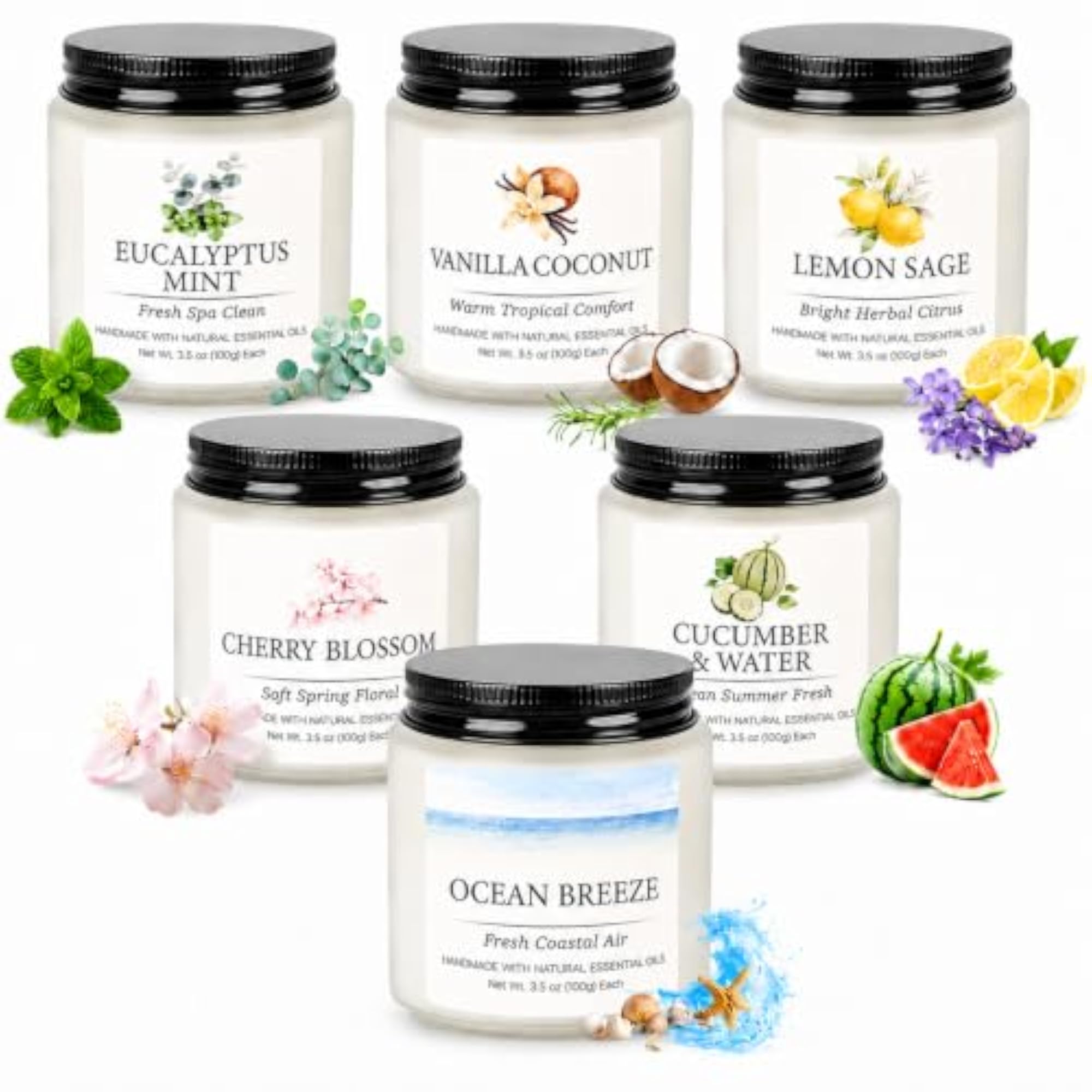 Spring Summer Scented Candles Set, 6 Pack