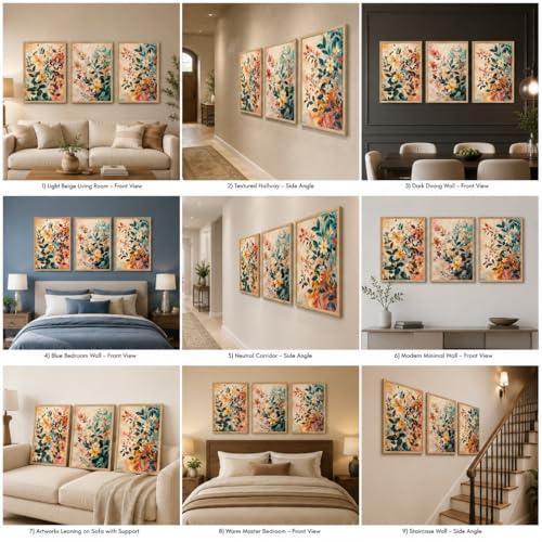 Image of Livin'luxe Set of 3 Abstract Floral Wall Paintings for Living Room Bedroom Hallway Home Decor with Premium Wooden Color Synthetic Frame (25.5 x 19.5 Inch) NM03-60