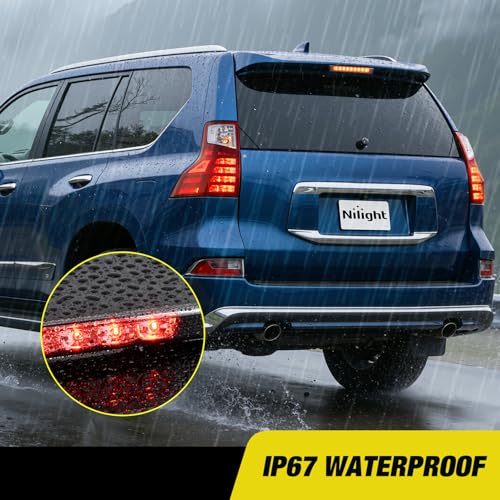 Image of Nilight Third Brake Light Tail High Mount 3rd Stop Lights Smoked Lens Compatible with Toyota XA40 2013-2018 and GX460 2010-2019 Van SUV Rear Center Cab Lamp