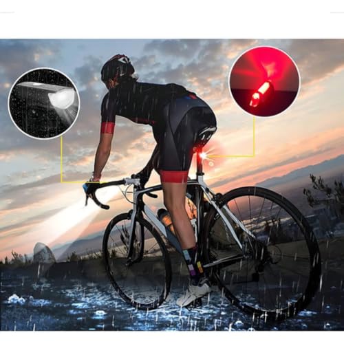 Kit Lanterna e Farol para Bicicleta Conjunto de Iluminação LED Resistente à Água com 3 Modos de Ilum