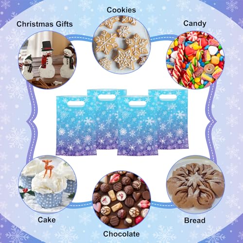 50 Pcs Winter Snowflake Plastic Bags