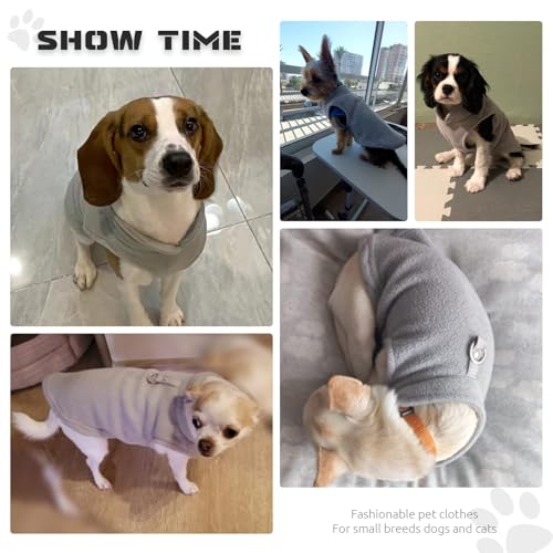 TenaLucy 2 Stücke Fleece-Weste mit Ring für die Leine, Hundepullover fur Kleine Katzen und Hunde, Warme und Weiche Hundepullover, Fleecepullover fur Kleine Katzen unds Hunde, für Welpen kleine (S)