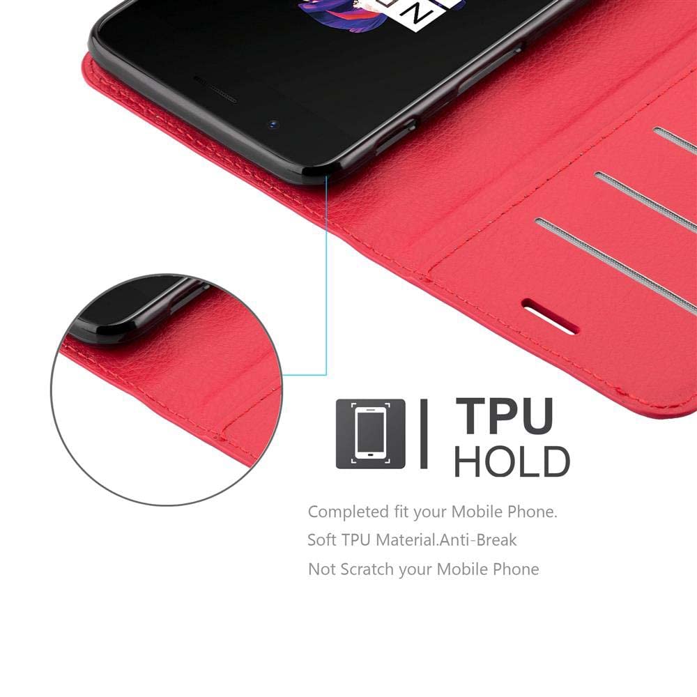 Cadorabo Custodia Libro compatibile con OnePlus 8T in ROSSO MELA - con Vani di Carte, Funzione Stand e Chiusura Magnetica - Portafoglio Cover Case Wallet Book Etui Protezione