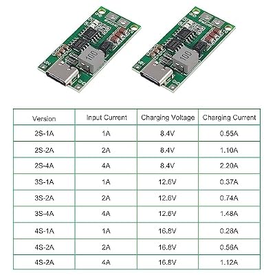 2PCS Type-C USB 2S 2A Boost Converter 8.4V 12.6V 16.8V Step-Up Power Module LiPo Polymer Lithium Battery Charging Protection Board