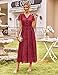 GRACE KARIN Damen Herbst Kurzarm Elegant Lang Boho Spitzenkleid Rüschen Saum Wickelkleid CL343-04 M