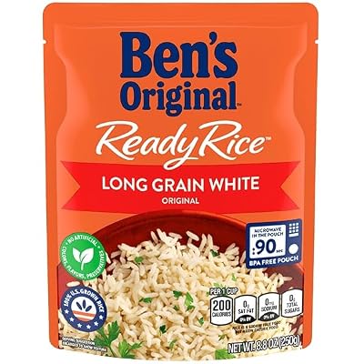 BEN'S ORIGINAL Ready Rice Original Long Grain White Rice, Easy Dinner Side, 8.8 oz Pouch (Pack of 12)
