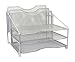 EasyPAG Mesh Desk File Organizer with 3 Tier Letter Tray and 2 Vertical Document Holder,Silver