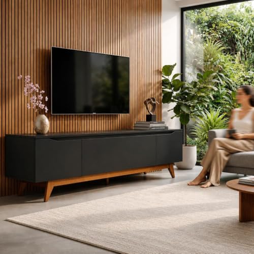 Rack Flynt 220 cm – Suporta TV até 75" (Preto Touch)