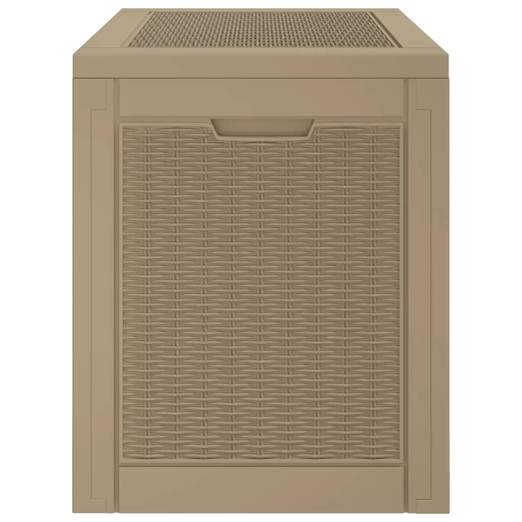 Cassapanca da giardino marrone chiaro, 55,5 x 43 x 53 cm, in polipropilene, resistente alle intemperie, richiudibile, con coperchio e maniglie laterali, per grandi attrezzi da giardino e