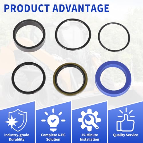 Image of Seal Kit 87311846 for Case IH & New Holland Loaders Hydraulic Cylinder Repair 1.75'' Bore & 1.38'' Rod | 6-pc Nitrile Seal Replacement Set