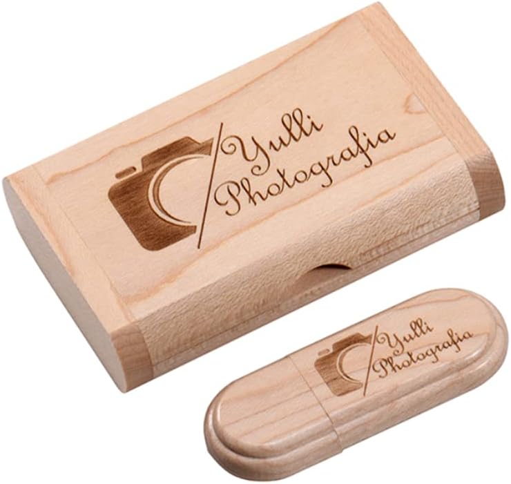 10 Pack 64GB Custom USB Flash Drive Personalized Logo,Wooden USB Pendrive with Box, Wood USB Thumb Drive Memory Stick Free Customize Company Wedding Photography Vedio Logo (10 Pack 64GB)