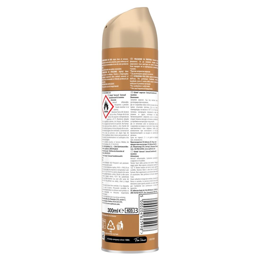 Glade Deodorante per Ambienti Spray, Fragranza Sandalo di Bali e Gelsomino, Formato Scorta da 6 Spray da 300ml