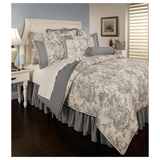 Sherry Kline Country Toile 6-Piece Comforter Set, Queen, Baby Blue