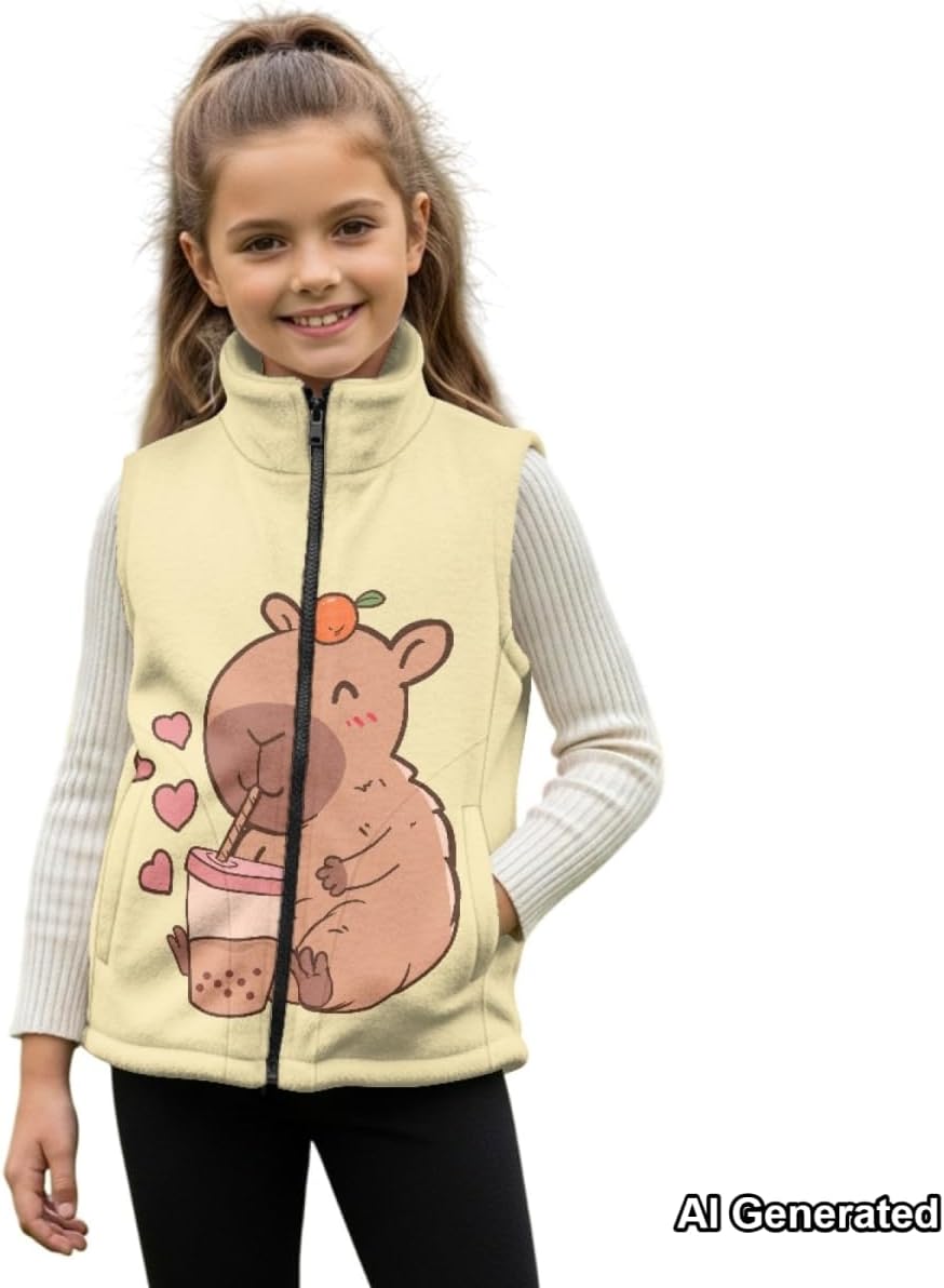 Boys Girls Fleece Vest Kids Zipper Jacket Sleevless Fall Winter Warm Outerwear with Pockets 2-12 Years