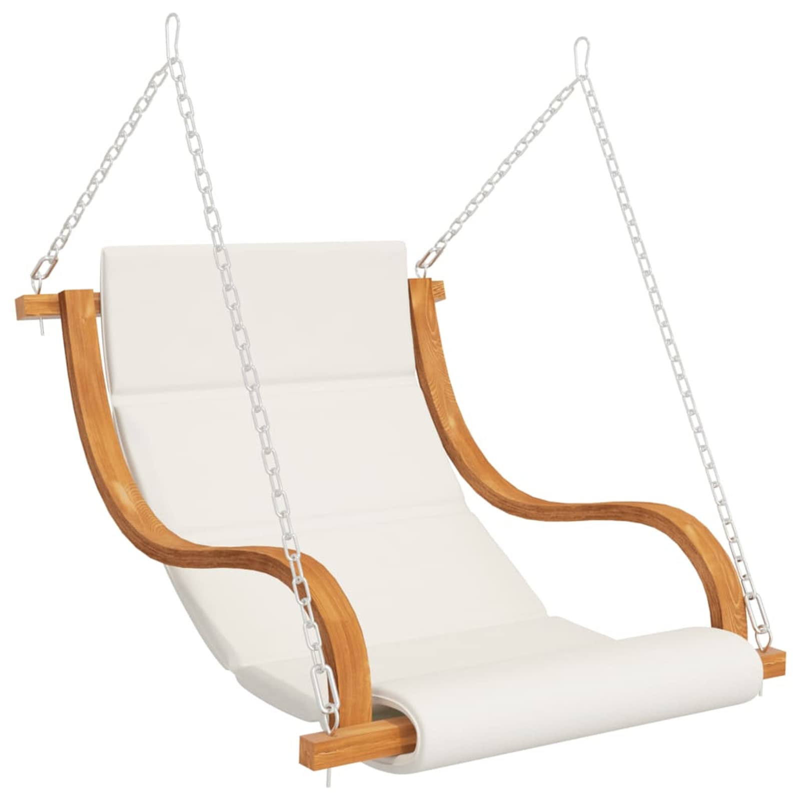 Silla Columpio con cojín Crema Madera Curvada Acabado de Teca, Columpio Jardin Exterior, Balancin Jardin Exterior, Sillon Jardin Exterior, Columpio De Jardin