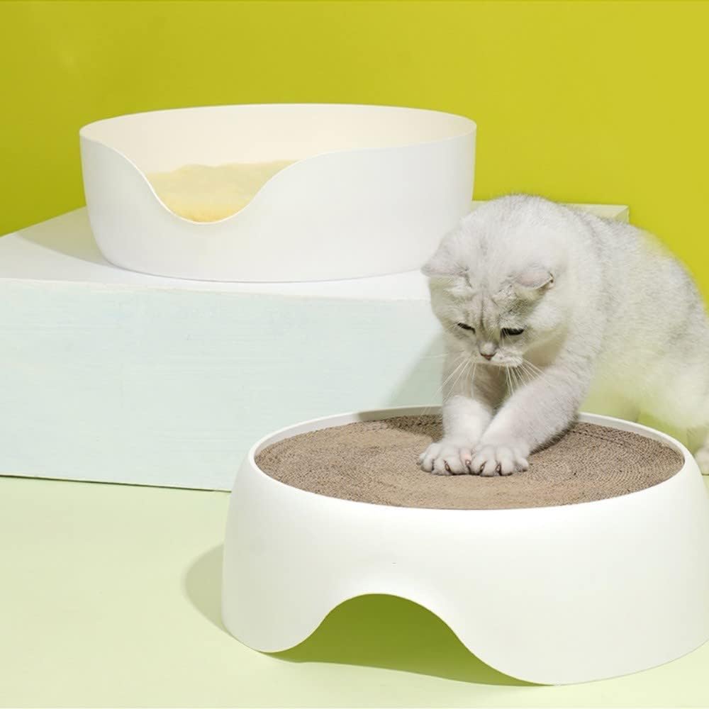 Petmigao Cat Scratcher Cardboard and Bed for Indoor Cats. Cat Bed Scratching Board & Scratching Pad, Cat Scratcher Lounge Bed with enclose Soft Cushion, 2 Colors Suitable Cats : Pet Supplies