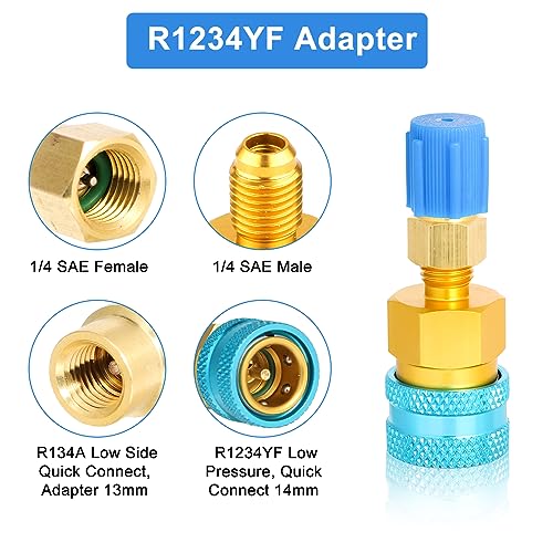NQEUEPN 2 Stück R1234YF Schnellkupplungssatz, R1234YF auf R134A Adapter High/Low Side Schnellkupplung R1234YF Adapter Zum Laden von Autoklimaanlagen