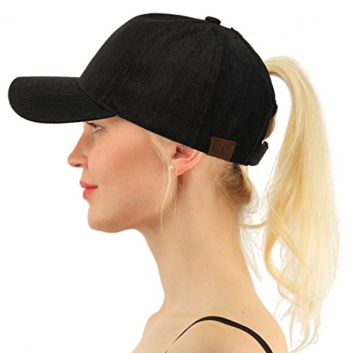 C.C Ponytail Messy Buns Trucker Ponycaps Plain Baseball Visor Cap Dad Hat Washed