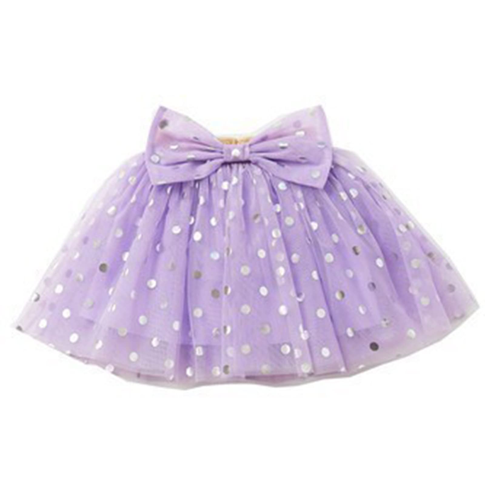 Toddler Baby Girls Layered Tutu Tulle Skirt Little Girls Polka Dots Sequins Tutu Skirts Casual (Purple, 2-3 Years)