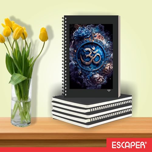Image of ESCAPER Shiv Ji Diary Student Notebooks, A5 Size, 160 Ruled Notebook Designer Office Diary For Executive, Gift, Note Taking, Notepad For Writing (1, Om)