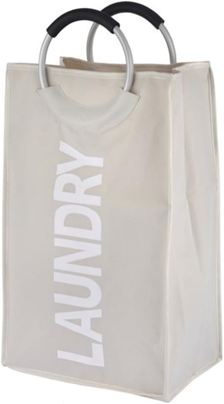 Foldable Laundry Tote Bag Hamper with Aluminium Round Rings Made of Polyester for Heavy-Duty Use,Shopping Bag in Home,College,Apartment,Outdoors-From Zomatch