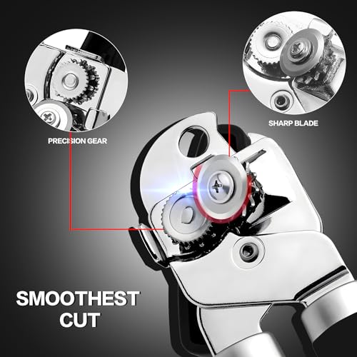 Apriscatole Manuale Professionale 3 in 1 Can Opener in Acciaio Inossidabile Antiscivolo e Manopola Ergonomica per Anziano con Artrite con Funzione Apribottiglie per Cucina - immagine 4
