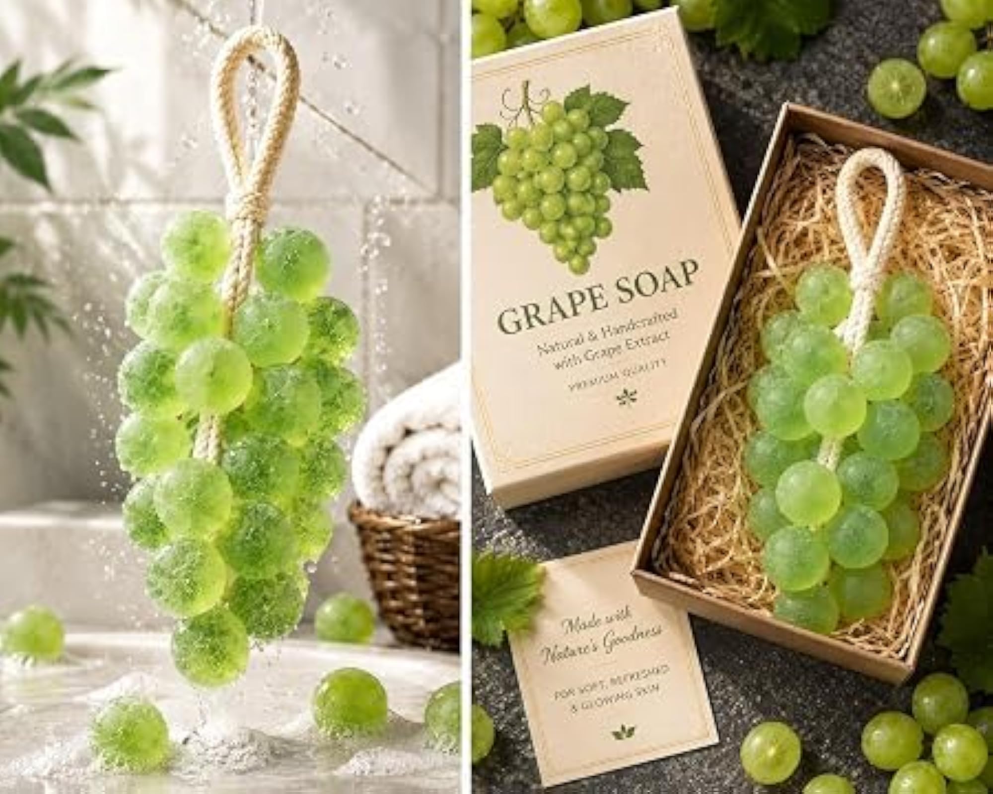Grapes Hanging Soap for Kids & Adults, Fruity Scent Bathing Bar