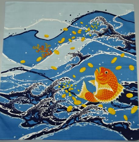 愛を包むお風呂敷 ライフを楽しく 幸運が舞い込むかも 目出鯛 店舗 自室に 生地シャンタン50×50p