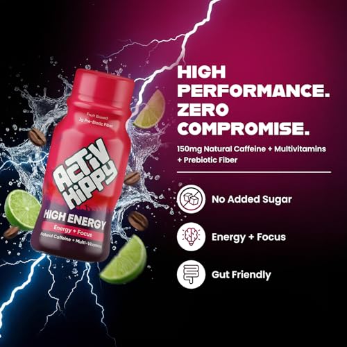 Image of ActivHippy High Energy Drink Shots | With 150 mg Natural Caffeine | No Added Sugar | Cola Twist Flavour| Pack of 6 x 60 ml