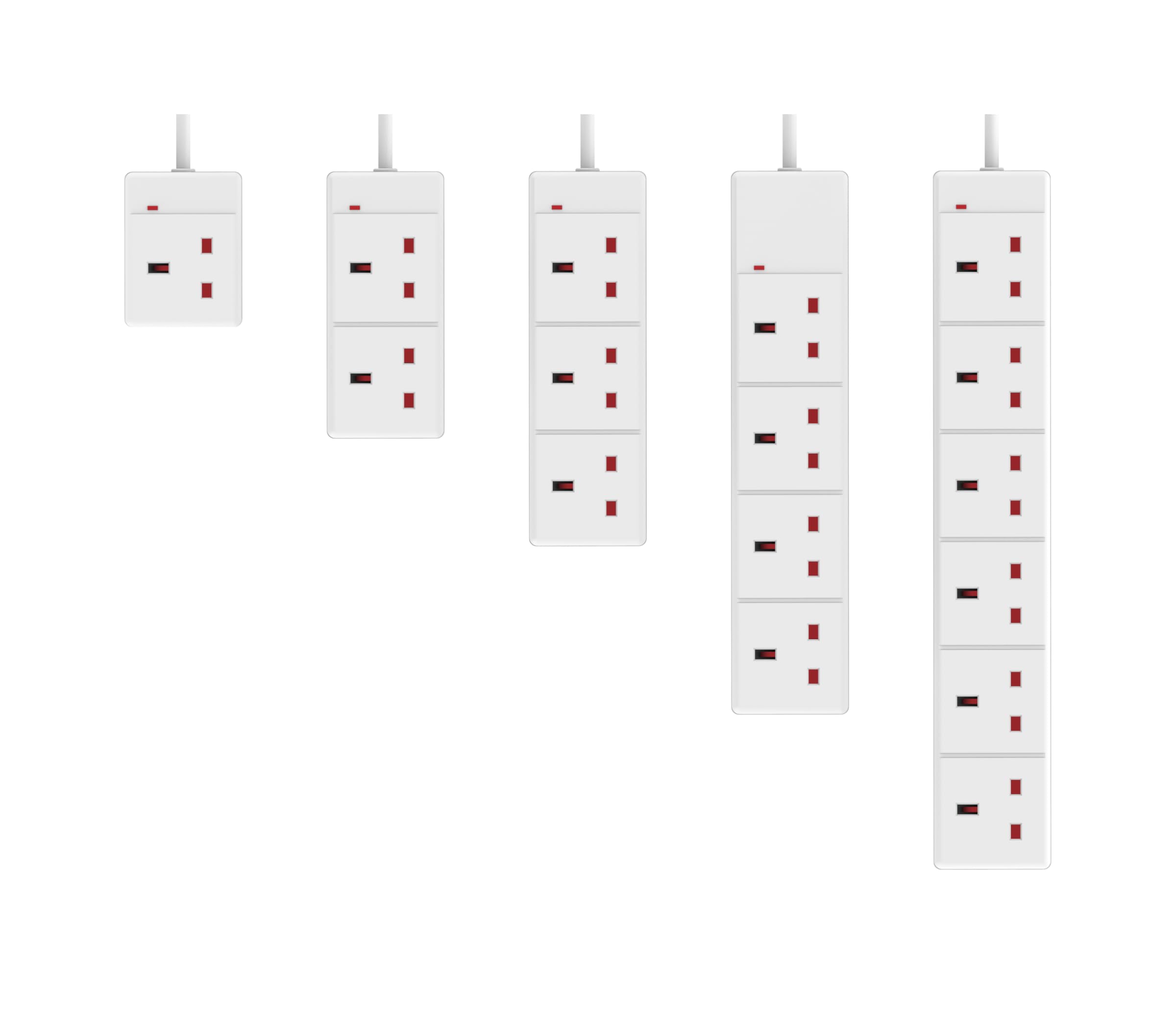 13A UK 3-Pin Extension Lead, Multi Socket Plug Extender Strip with Safety Shutter, White,1/2/3/4/6 Gang & Multiple Lengths, Compact for Home Office Travel (UKCA Certified) (6 Gang Way, 3m)