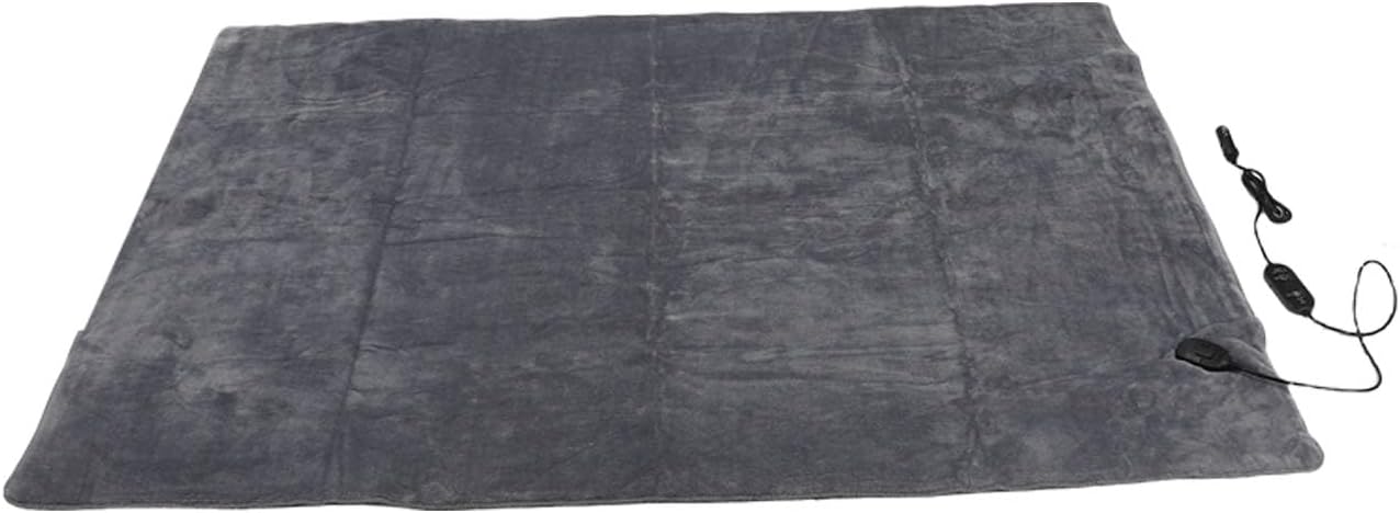 Acouto Car Heating Blanket, Flannel Electric Heated Blanket with Temperature Controller, 3 Heating Level, Timer, 59.06x43.31in, Washable, Portable for Travel (Gray)