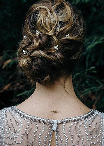 Missgrace 5PCS Bridal Women Handmade Crystal Hair Pins Clips Hair Styling (Silver)