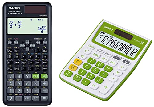 Image of Casio FX-991ES Plus-2nd Edition Scientific Calculator & Casio Desktop Calculator (Green)