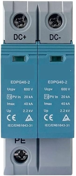 2P Solar PV DC SPD Surge Protective Device DC 600V 40KA Surge Arrester Lightning Protector Din Rail