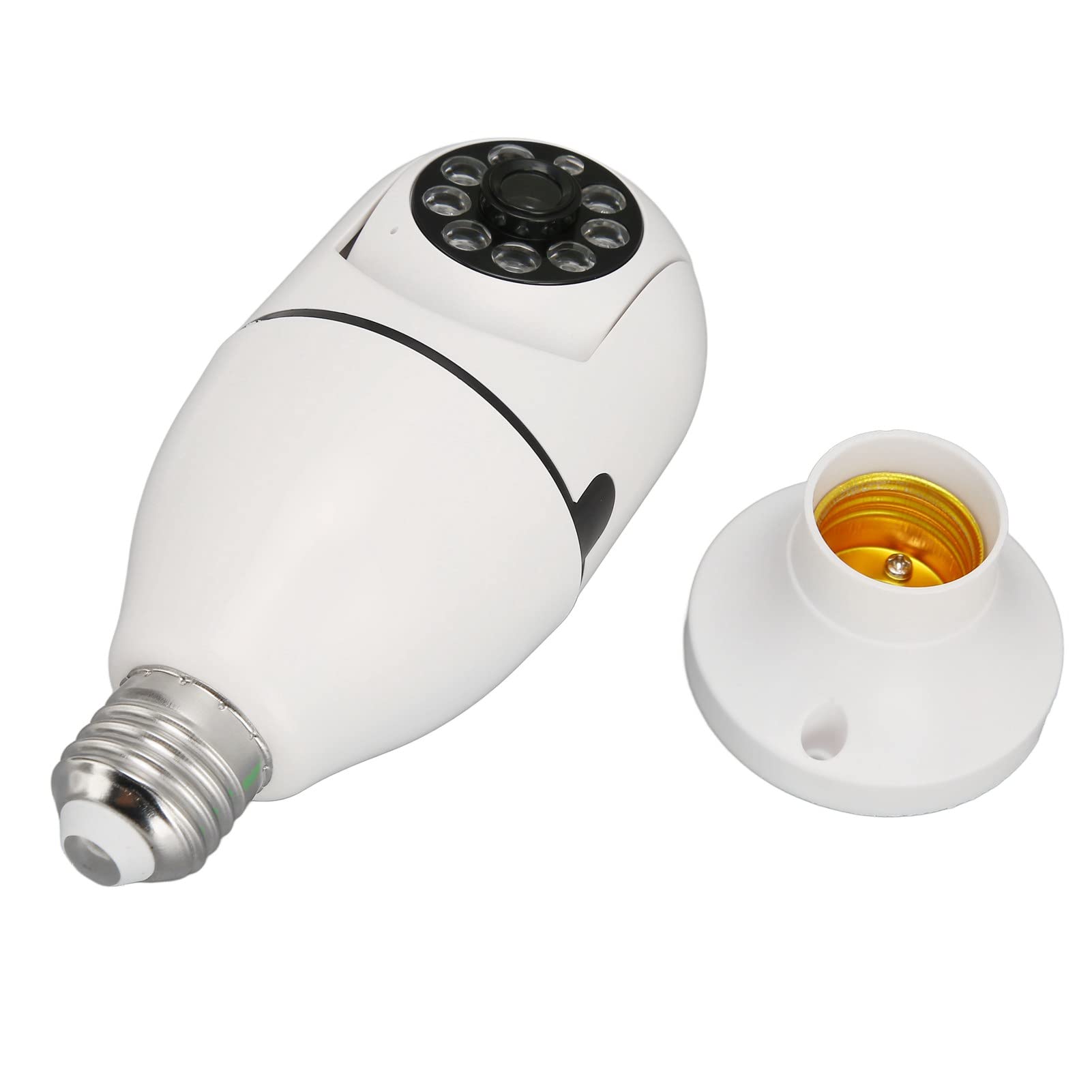 Cámara de seguridad con bombilla, cámaras de seguridad de 360 ​​grados inalámbricas para exteriores, cámara de vigilancia con bombilla de visión nocturna HD panorámica inalámbrica 1080P para el hogar