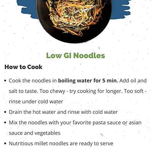Image of Sugar Watchers Low Gi Millet Vegetarian Noodles, No Maida, Non-Fried, Diabetic Friendly (Pack Of 3), 690 Grams