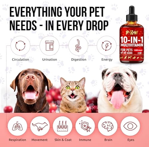 Liquid Multivitamin for Dogs with Glucosamine – Help with Allergies & UTIs – Dog Vitamins and Supplements – Cat Multivitamin for Hips & Joints – B, C & D3 for Coat Shining & Digestion – 2 oz - Image 3