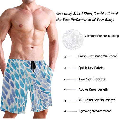 visesunny Men's Beach Short Swim Trunks Blue Purple Dots Sports Running Bathing Suits3