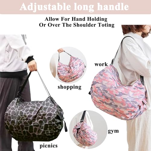 Dos & Nueve, 2 Pack Portable Folding Duffel Bag, Large Capacity Multipurpose Bag for Shopping，Travel & Sprots (Pink & Blue)4