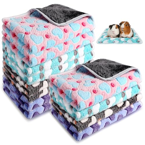 12 Pcs Guinea Pig Blanket 9.8 X 9.8 In Small Animal Fleece Mat Guinea Pig Accessories for Cage Liner Reusable and Washable Pet Bed Pee Bedding for Hamsters Ferrets Hedgehogs Chinchillas (4 Colours)