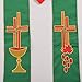 BLESSUME Pastor Vestments Reversible Stole with Fish Chalice Embroidery Red and Green