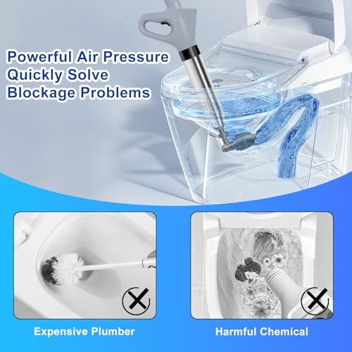 Image of CAPHONT Toilet Plunger Blaster, High Pressure Toilet Plunger, Stainless Steel Air Drain Blaster Plunge Blaster with Visual Barometer for Toilets, Bathroom Floor, Drain Sinks and Plumbing Clogs