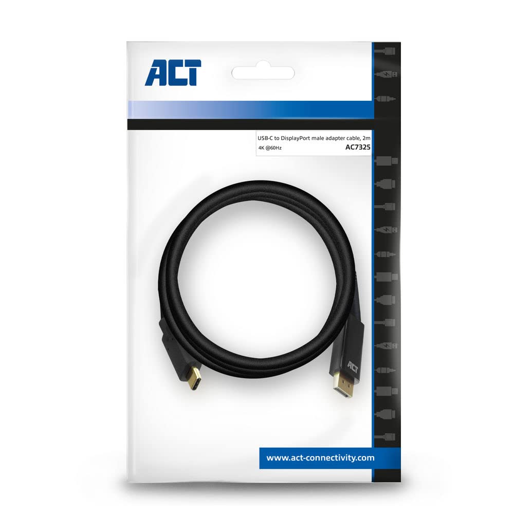 ACT Cavo USB C a DisplayPort, 4K a 60Hz, convertitore USB C a DP, maschio a maschio placcato oro, per laptop, tablet, smartphone – AC7325