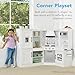 Best Choice Products Pretend Play Corner Kitchen, Ultimate Interactive Wooden Kids Playset w/Lights & Sounds, Ice Maker, Hood - Espresso
