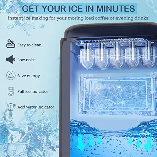 IJsblokjesmachine, roestvrij staal, 12 kg, ijsblokjesmaker, 6 minuten productietijd, ijsblokjesmaker, zelfreinigende functie, ijsblokjesmaker - Image 4