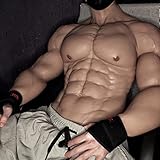 ZUKETANG Herren-silikon-Brust, Gefälschter Männlicher Muskelanzug, Bauchmuskel-simulationshaut, Silikon, Weich, Für Cosplay-männliche Brustweste, Muskelsimulationshaut,AIvoryWhite