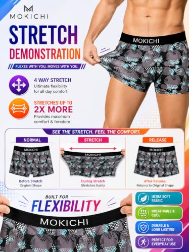 Image of Men's Printed Trunks | Boxer Brief Underwear with Broad Elastic Waistband and Contoured Pouch | Multicolour, Pack of 4