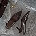Mattiventon Brown Kitten Heels Slingback Heels for Women Bow Ankle Strap Pointed Toe Heel Sexy Wedding Dress Party Pumps